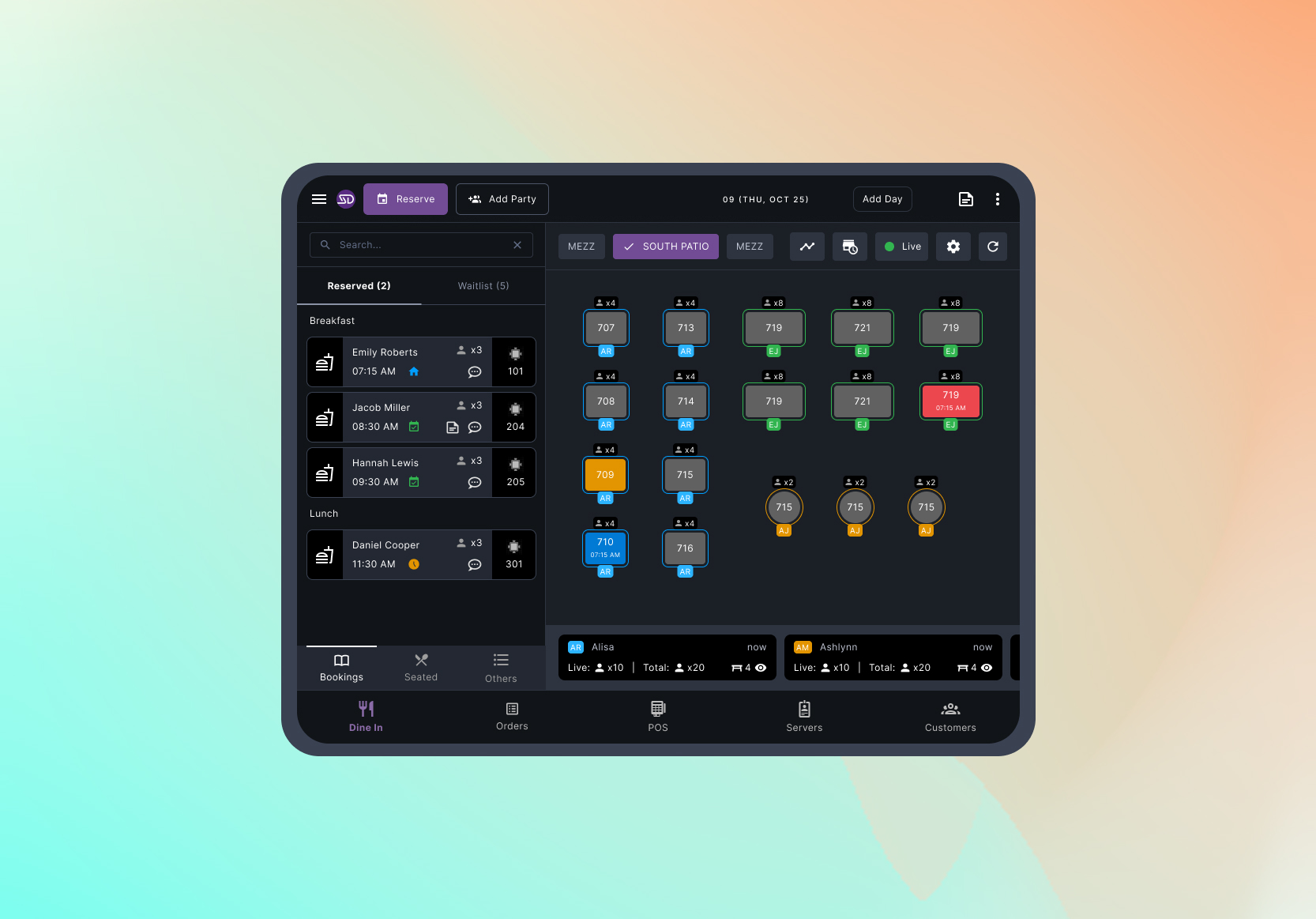 Front-of-house team using Smart Dining during service